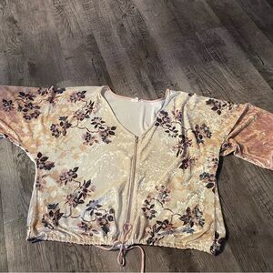 Chic Velvet Floral Jacket with Zip